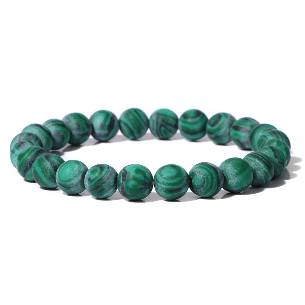 Matte Green Stone Series Bead Bracelet