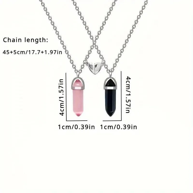Heart To Heart Natural Stone Bullet Crystal Necklace & Bracelet