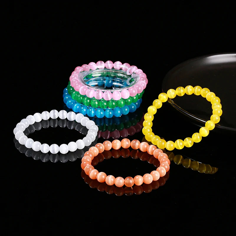 Candied Color Series Natural Cat Eyes Stone Bead Bracelets