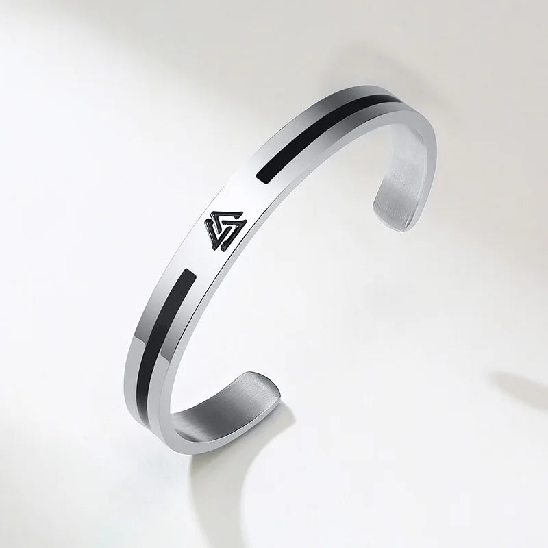 Powerful Viking Logo Cuff Enamel Bangle
