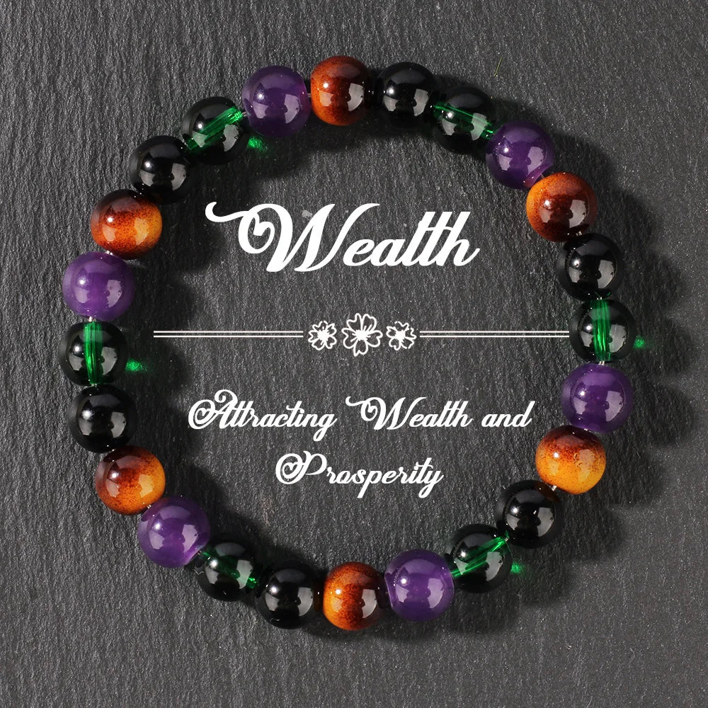 Royal Premium Attraction Black Green & Purple stone bead bracelet