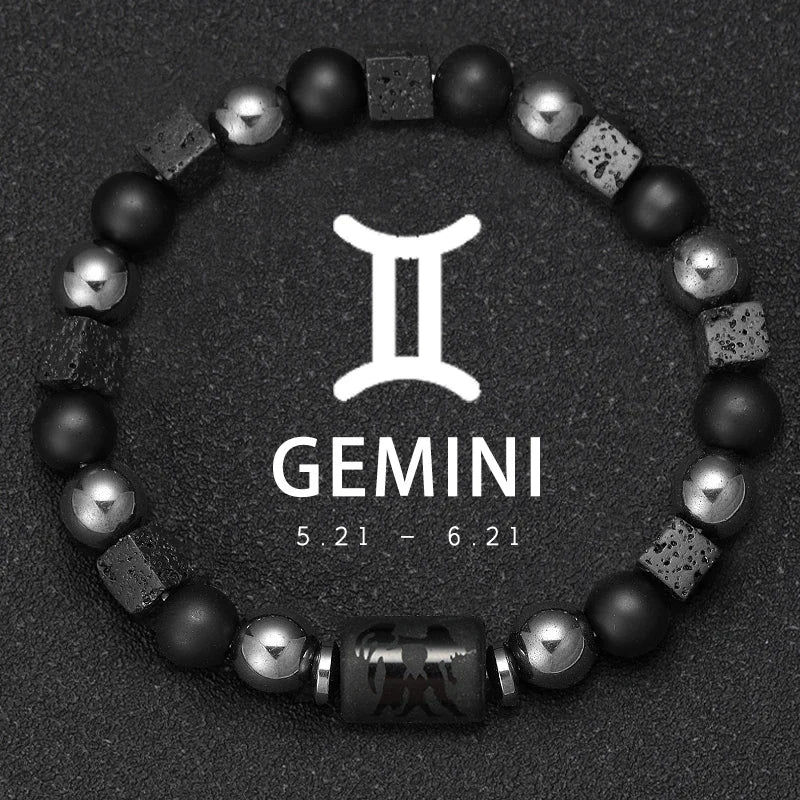 Obsidian Natural Stone 12 Zodiac Signs Bracelets