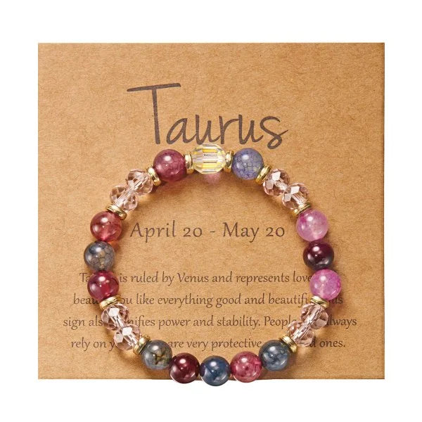 Gorgeous Glass 12 Zodiac Crystal Beaded Bracelet