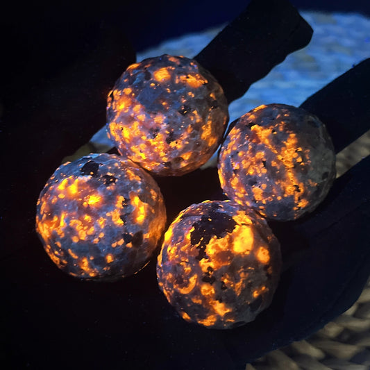 Natural Yooperlite Moon Sphere Crystal 35mm Healing Flame Stone