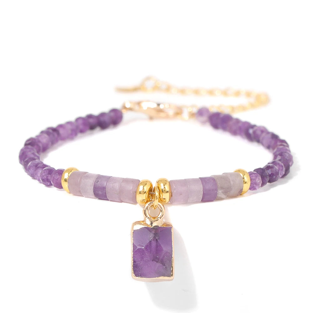 Natural Amethysts Charm Bracelet Series