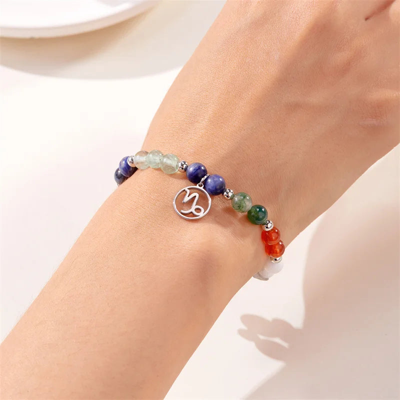 Colorful 12 Constellation Natural Stone Beaded Bracelets