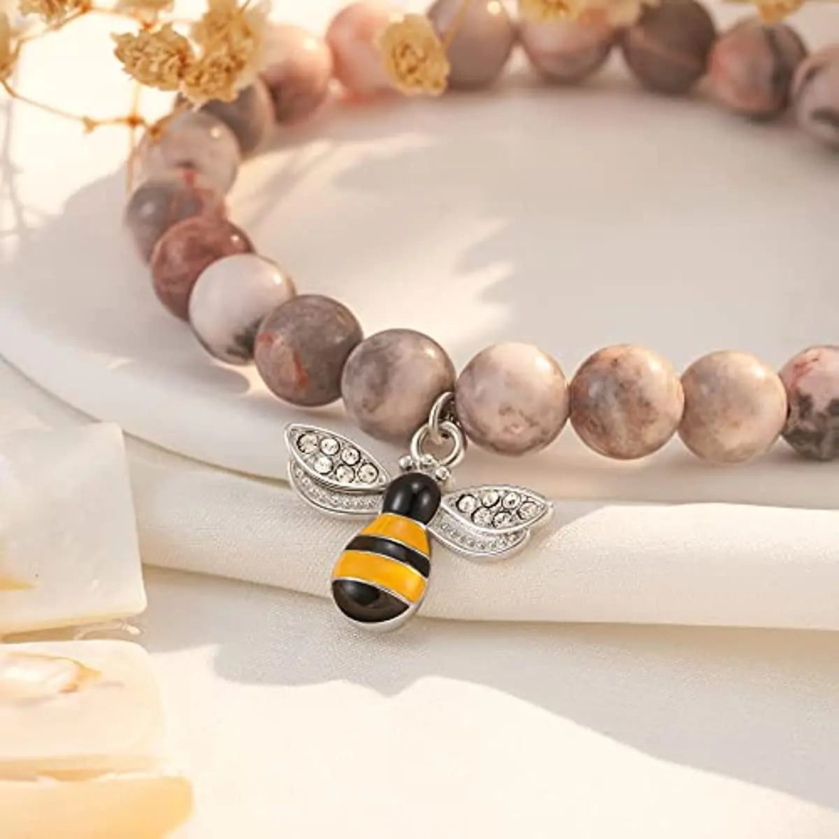 Sophisticated Educator Bee Pendant Healing Spiritual Bracelet with Card