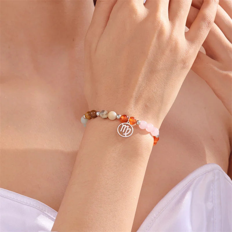Colorful 12 Constellation Natural Stone Beaded Bracelets