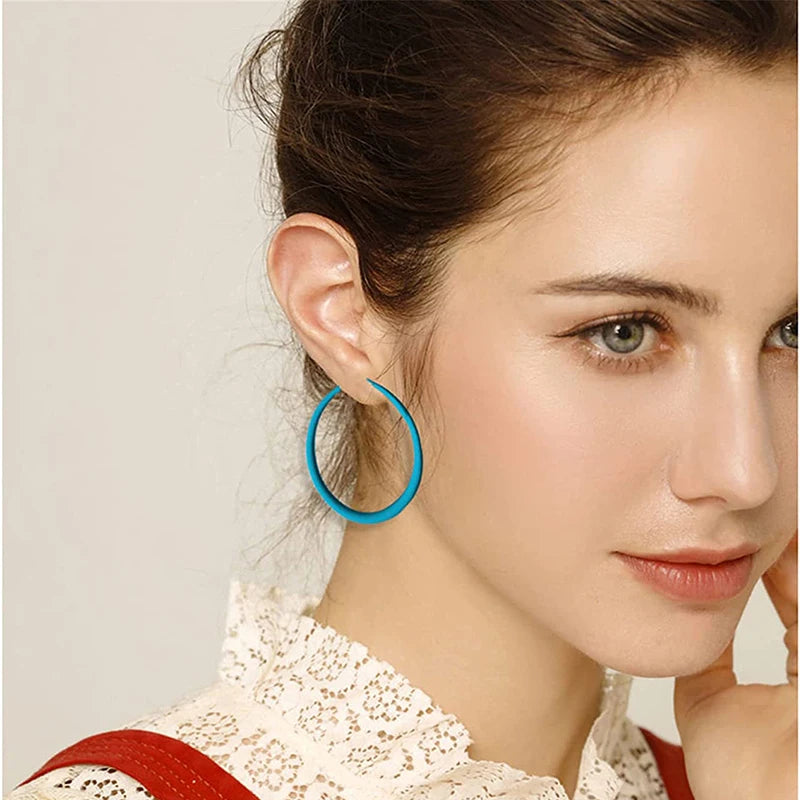 Round Colorful Neon Hoop Earrings