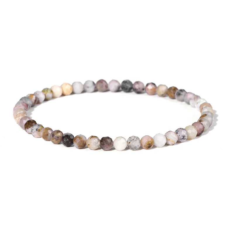Colorful Faceted Natural Gem Stone Bead Bracelet