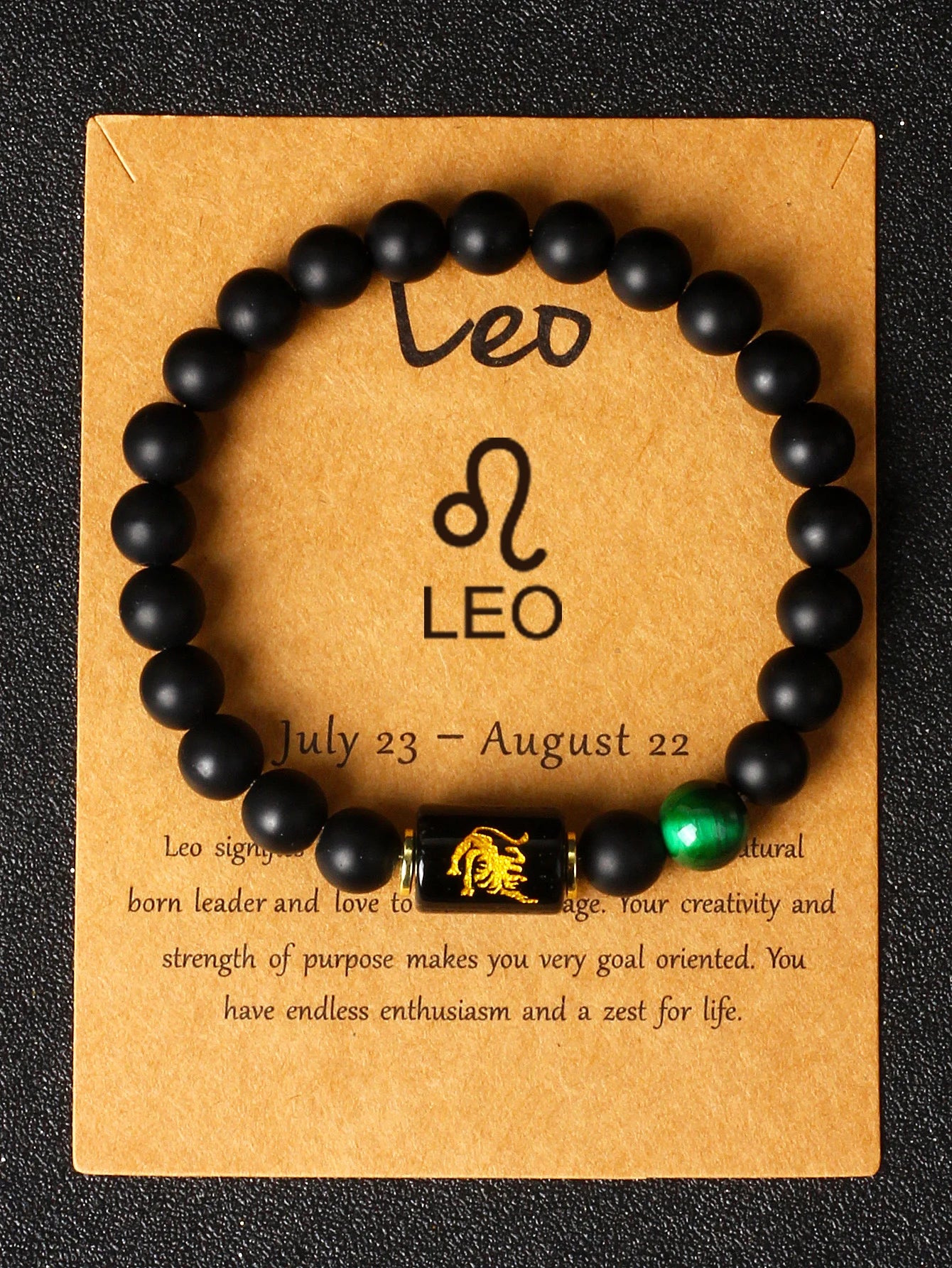 Midnight Moon Natural Stone Beads 12 Zodiac Sign Constellation Bracelet