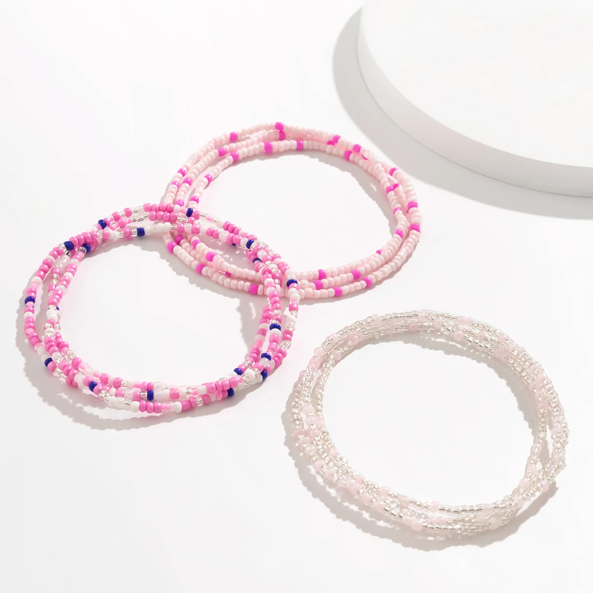 Sexy Pink & White Waist Bracelet Beads Sets