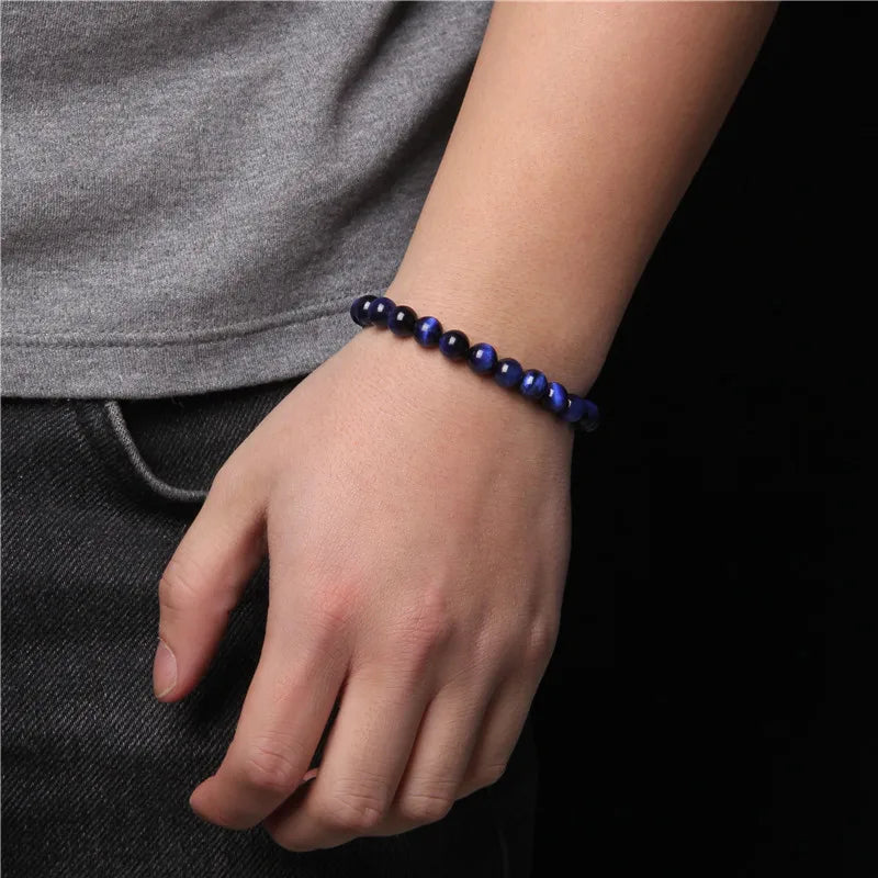 Cool Royal 5 Star Natural Stone Tiger Eye Beaded Bracelets