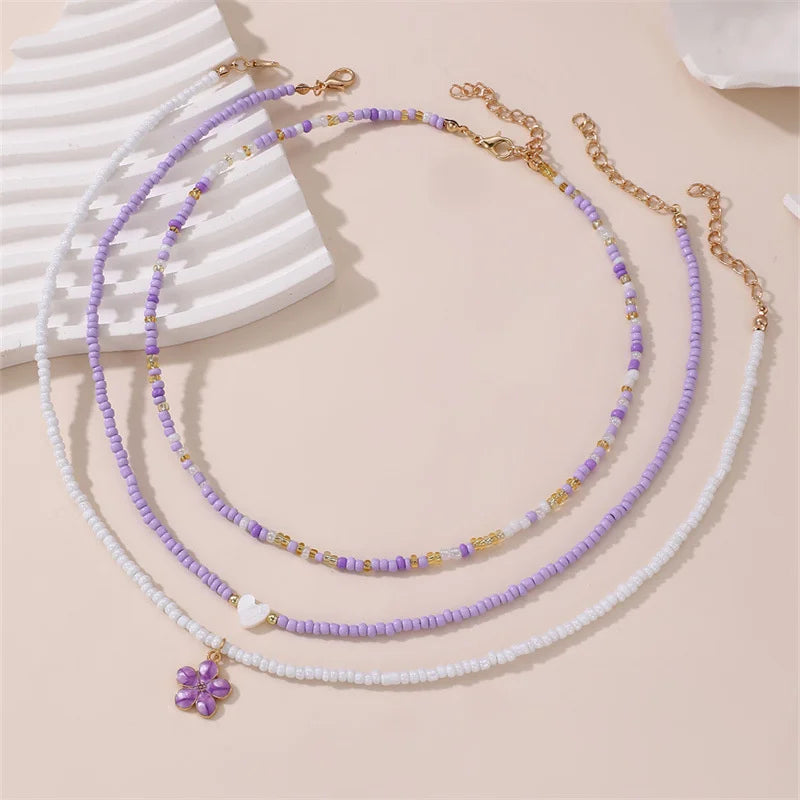 Lovely Ocean Multilayer Rice Bead Ocean Theme Clavicle Necklace