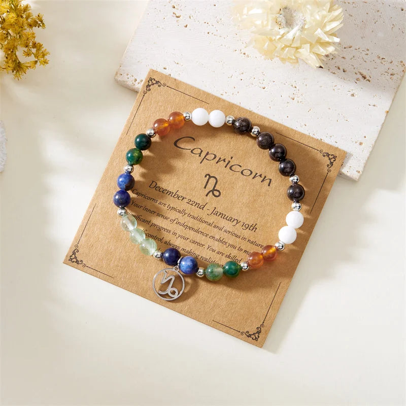 Colorful 12 Constellation Natural Stone Beaded Bracelets