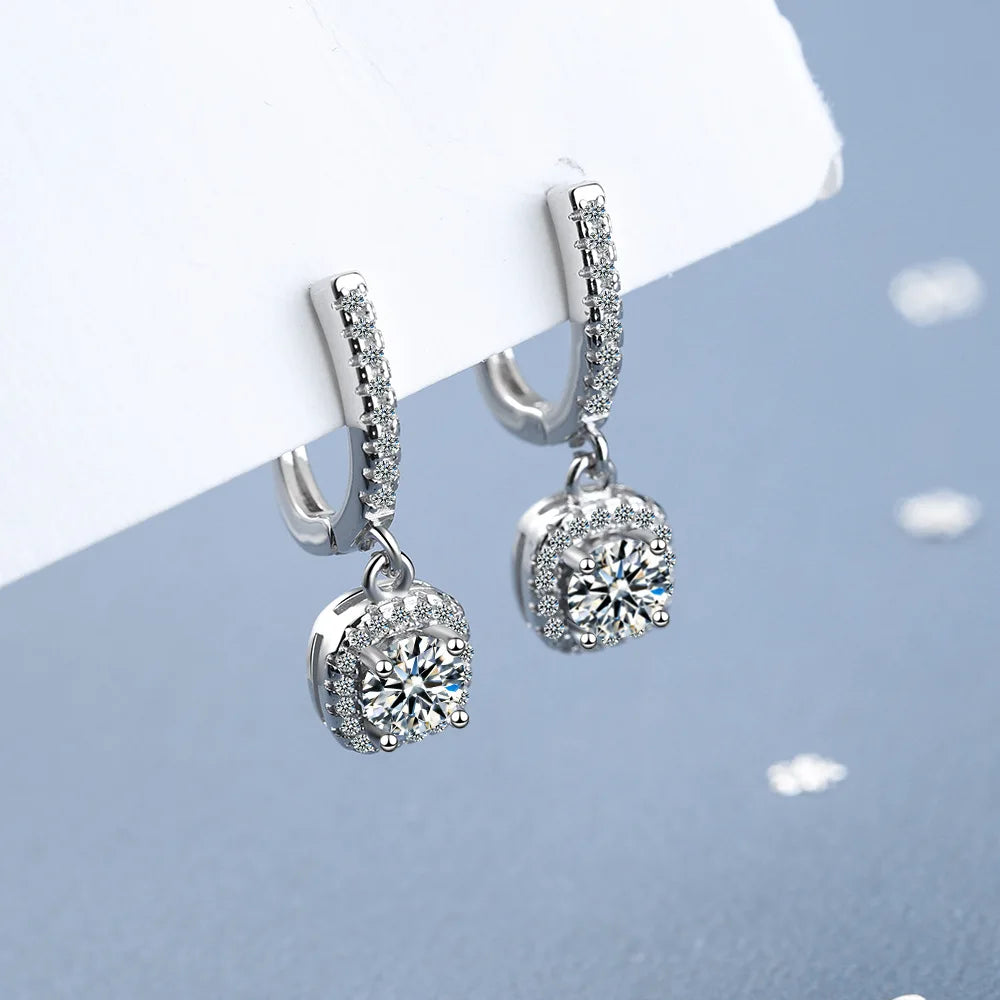 Moissanite Huggie Diamond Hoop Earrings
