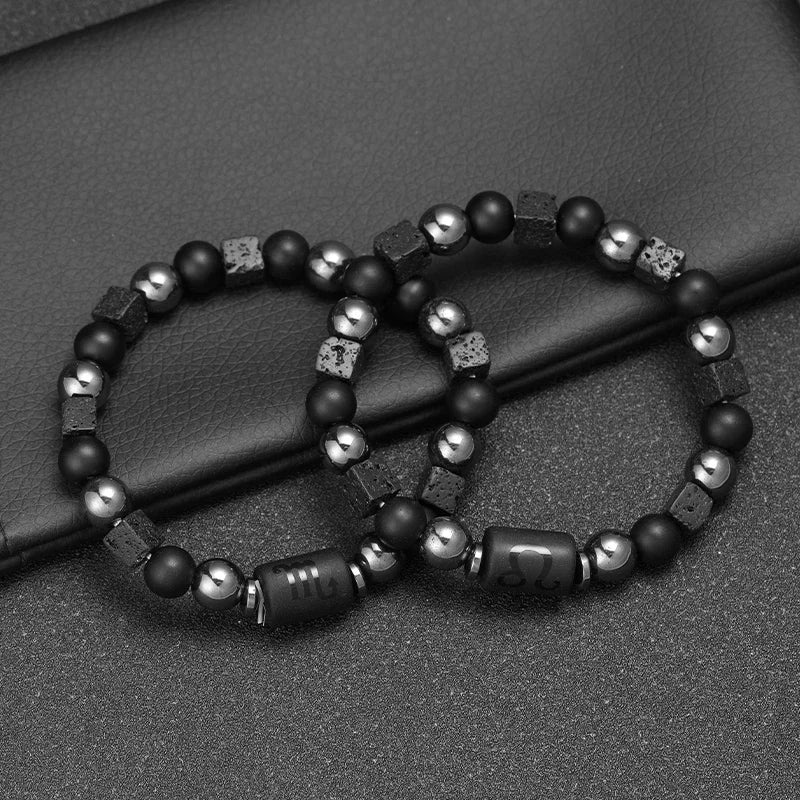 Obsidian Natural Stone 12 Zodiac Signs Bracelets